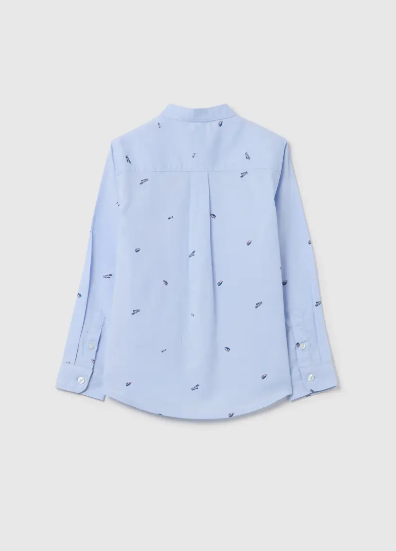 Camicia Alla Coreana Con Stampa Barche A Vela, Bambino, Azzurro miniatura 2