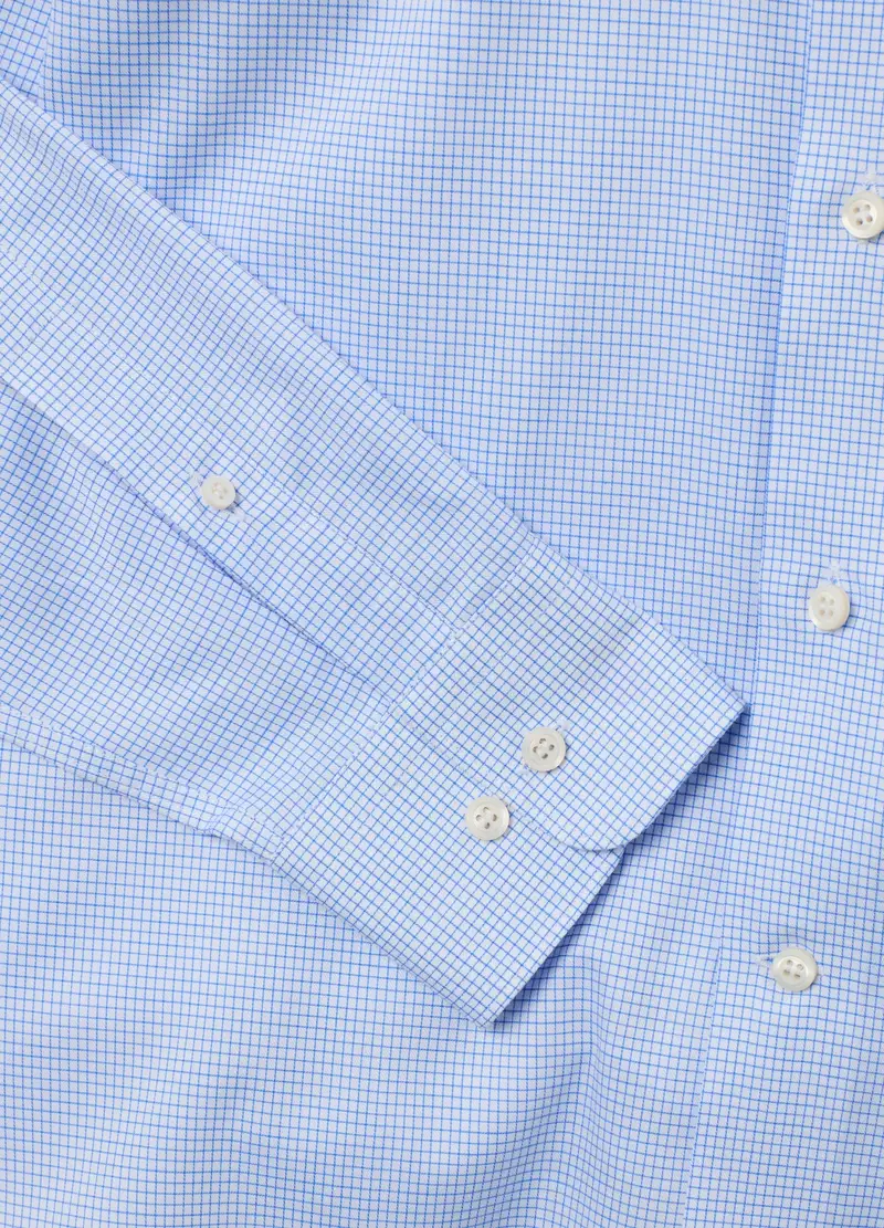 Camicia Azzurra A Maniche Lunghe In Cotone Twill, Uomo, Azzurro miniatura 2