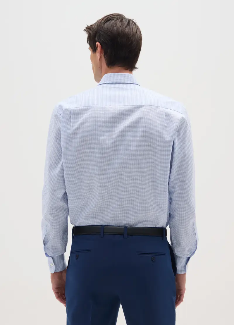 Camicia Azzurra A Maniche Lunghe In Cotone Twill, Uomo, Azzurro miniatura 2