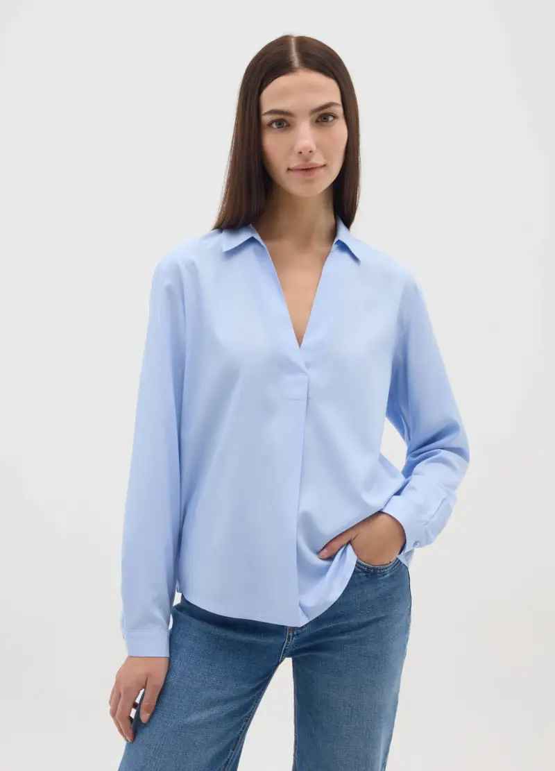 Camicia Azzurra A Maniche Lunghe Regular Fit, Donna, Azzurro miniatura 2