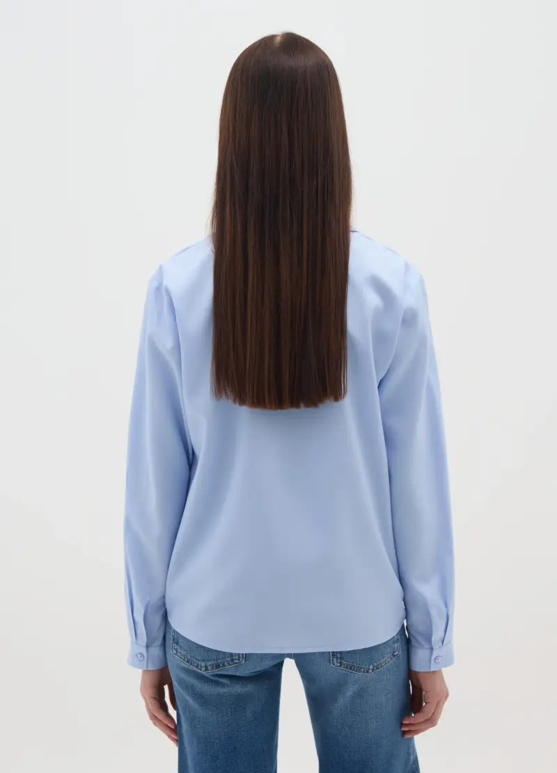 Camicia Azzurra A Maniche Lunghe Regular Fit, Donna, Azzurro miniatura 3