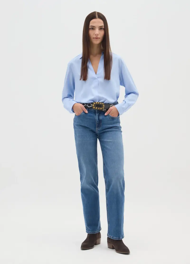 Camicia Azzurra A Maniche Lunghe Regular Fit, Donna, Azzurro