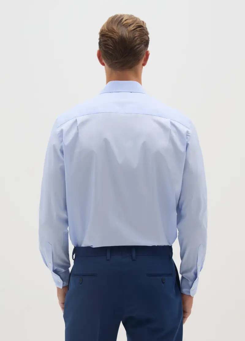 Camicia Azzurra Con Colletto Francese E Bottoni Regular Fit, Uomo, Azzurro miniatura 3