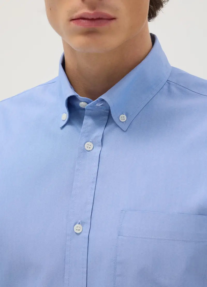 Camicia Azzurra In Misto Cotone Regular Fit Easy Iron, Uomo, Azzurro miniatura 2