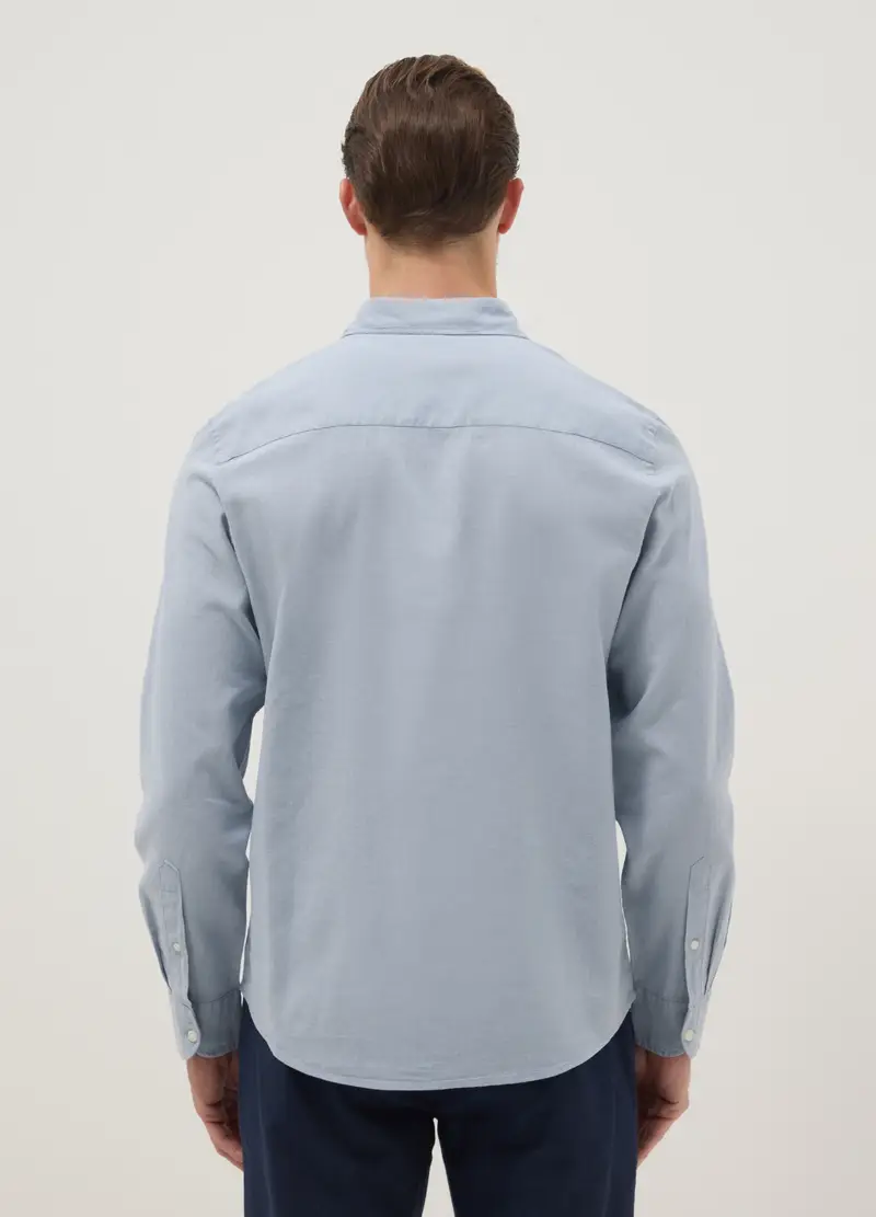Camicia Azzurra In Misto Lino E Cotone Regular Fit, Uomo Adult miniatura 3