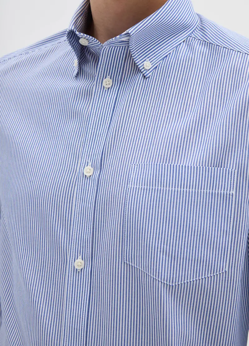 Camicia Azzurra Regolare In Misto Cotone, Uomo, Azzurro miniatura 2