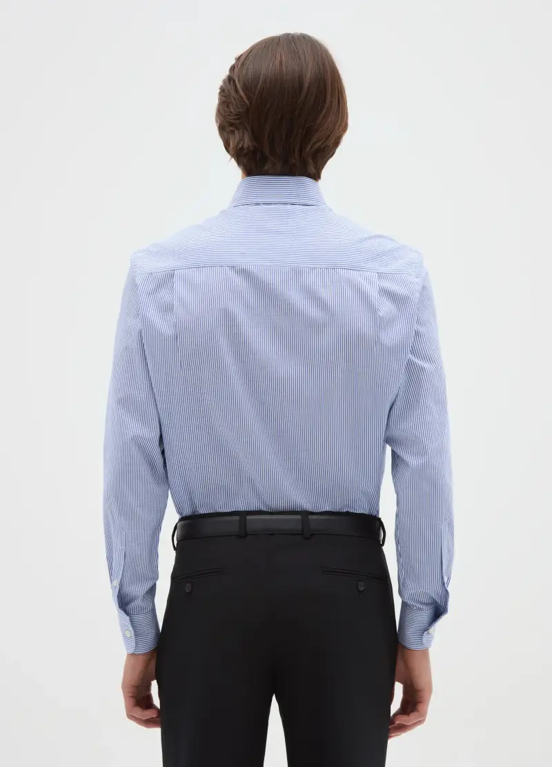 Camicia Azzurra Regolare In Misto Cotone, Uomo, Azzurro miniatura 3