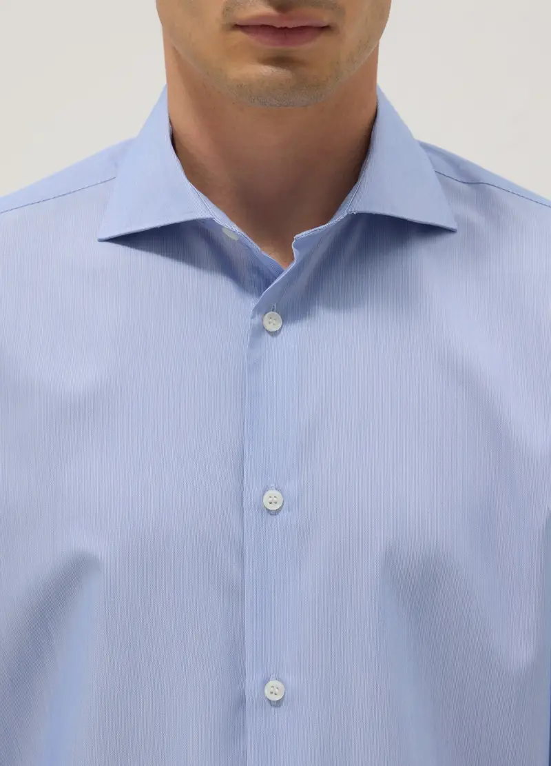 Camicia Azzurra Regular Fit Con Collo Alla Francese, Uomo, Azzurro miniatura 3