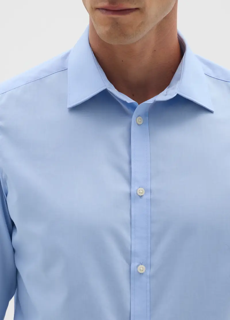 Camicia Azzurra Slim Fit, Uomo, Azzurro miniatura 2