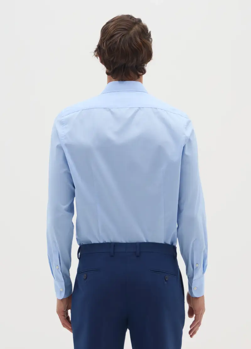 Camicia Azzurra Slim Fit, Uomo, Azzurro miniatura 3