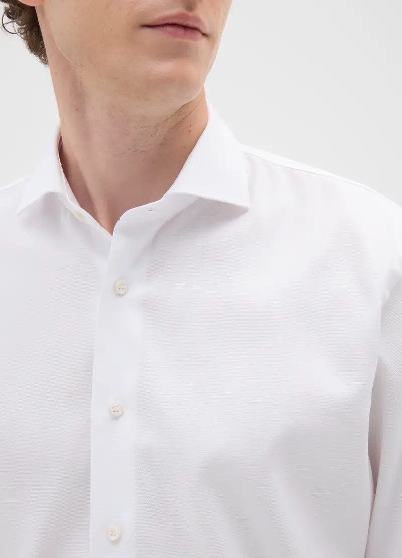 Camicia Bianca A Maniche Lunghe In Cotone, Uomo, Bianco miniatura 2