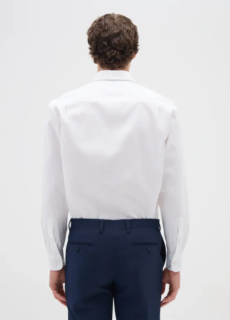 Camicia Bianca A Maniche Lunghe In Cotone, Uomo, Bianco miniatura 3