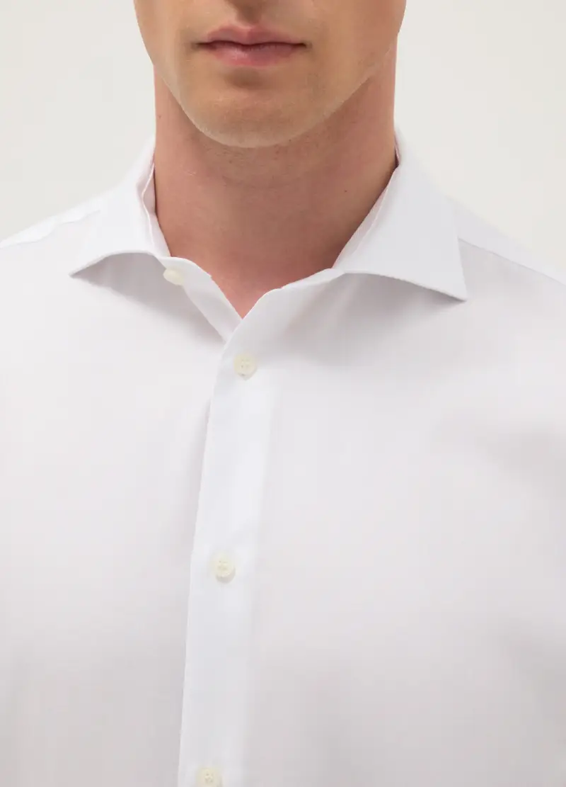 Camicia Bianca A Maniche Lunghe In Puro Cotone Regular Fit, Uomo, Bianco miniatura 2