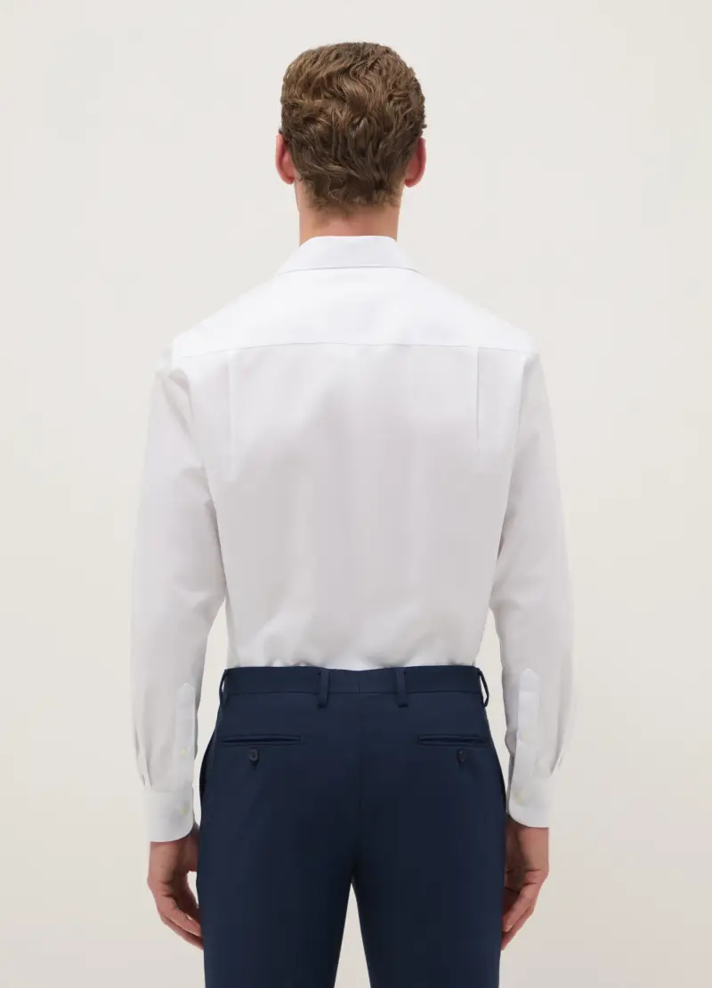 Camicia Bianca A Maniche Lunghe In Puro Cotone Regular Fit, Uomo, Bianco miniatura 3