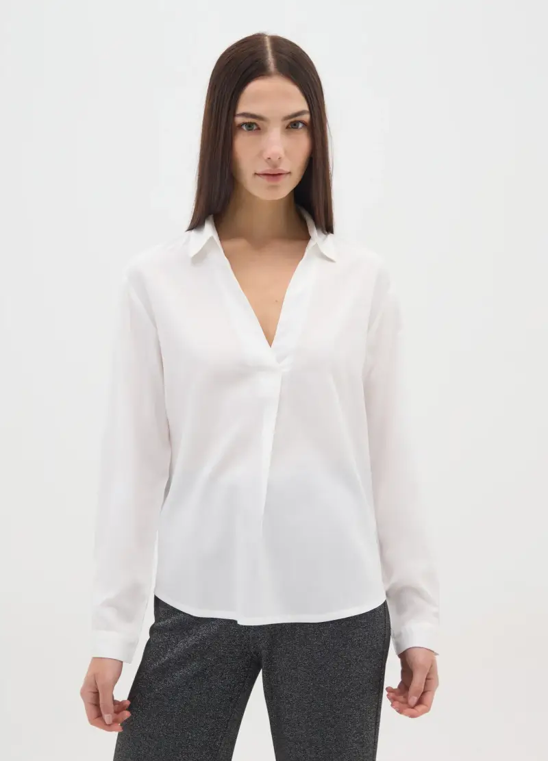 Camicia Bianca A Maniche Lunghe Regular Fit, Donna, Bianco