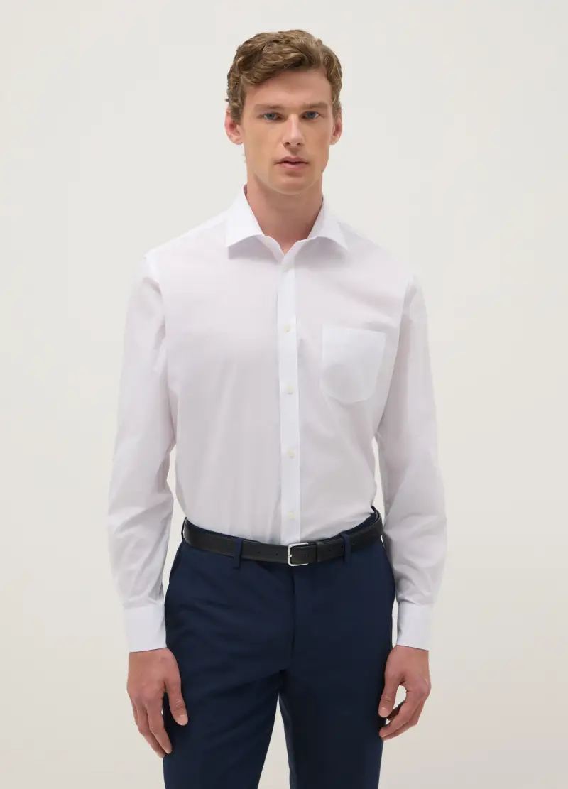 Camicia Bianca Con Collo Classico Regular Fit, Uomo, Bianco
