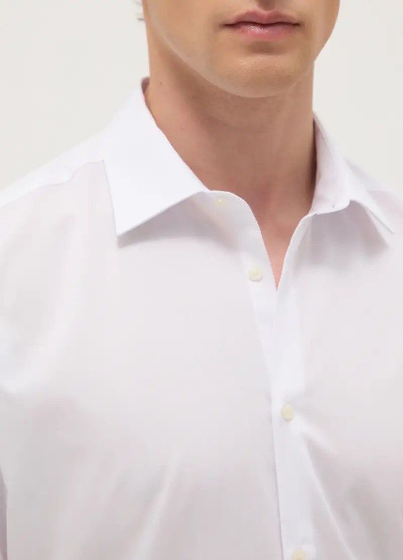 Camicia Bianca Con Collo Classico Slim Fit, Uomo, Bianco miniatura 2