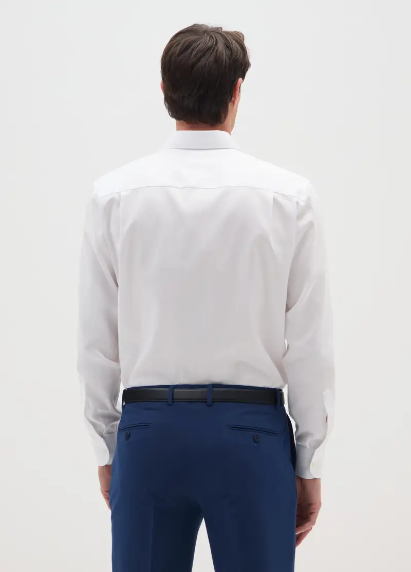 Camicia Bianca In Puro Cotone Regular Fit Collo Alla Francese, Uomo, Bianco miniatura 2
