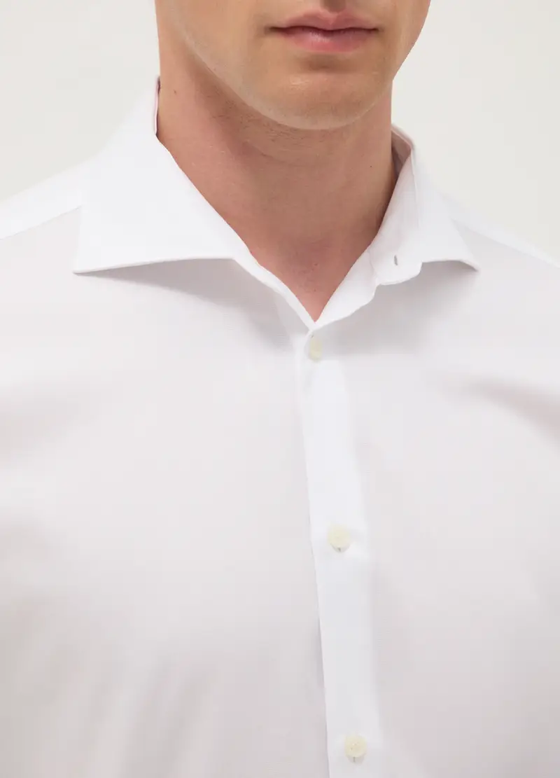 , Camicia Bianca In Puro Cotone Slim Fit, Uomo, Bianco miniatura 2