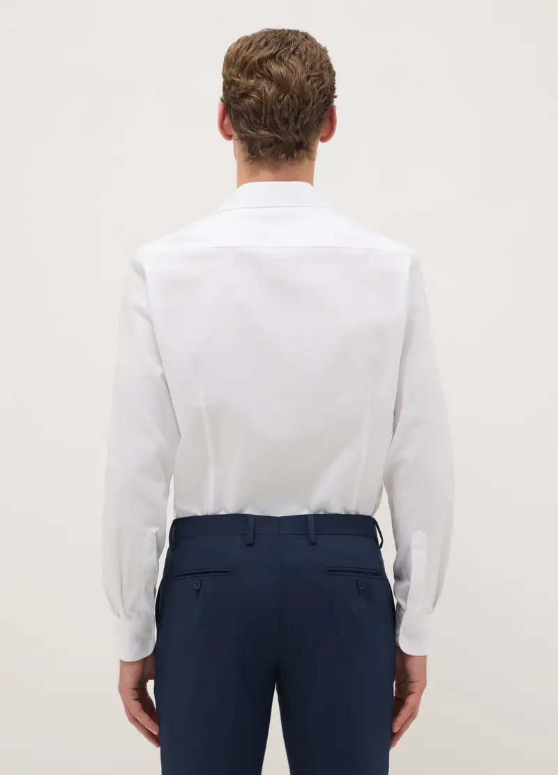 , Camicia Bianca In Puro Cotone Slim Fit, Uomo, Bianco miniatura 3