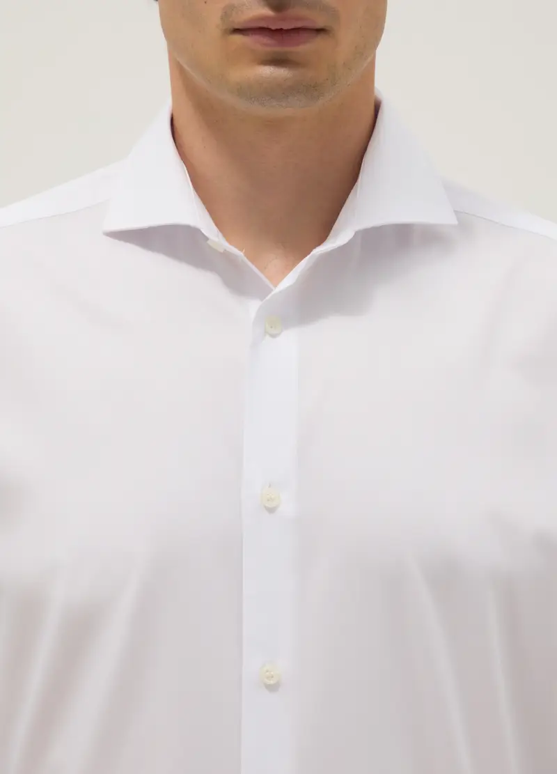 Camicia Bianca Slim Fit Con Collo Alla Francese, Uomo, Bianco miniatura 3