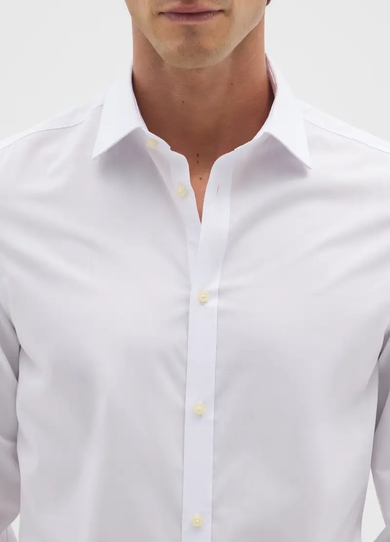 Camicia Bianca Slim Fit, Uomo, Bianco miniatura 2