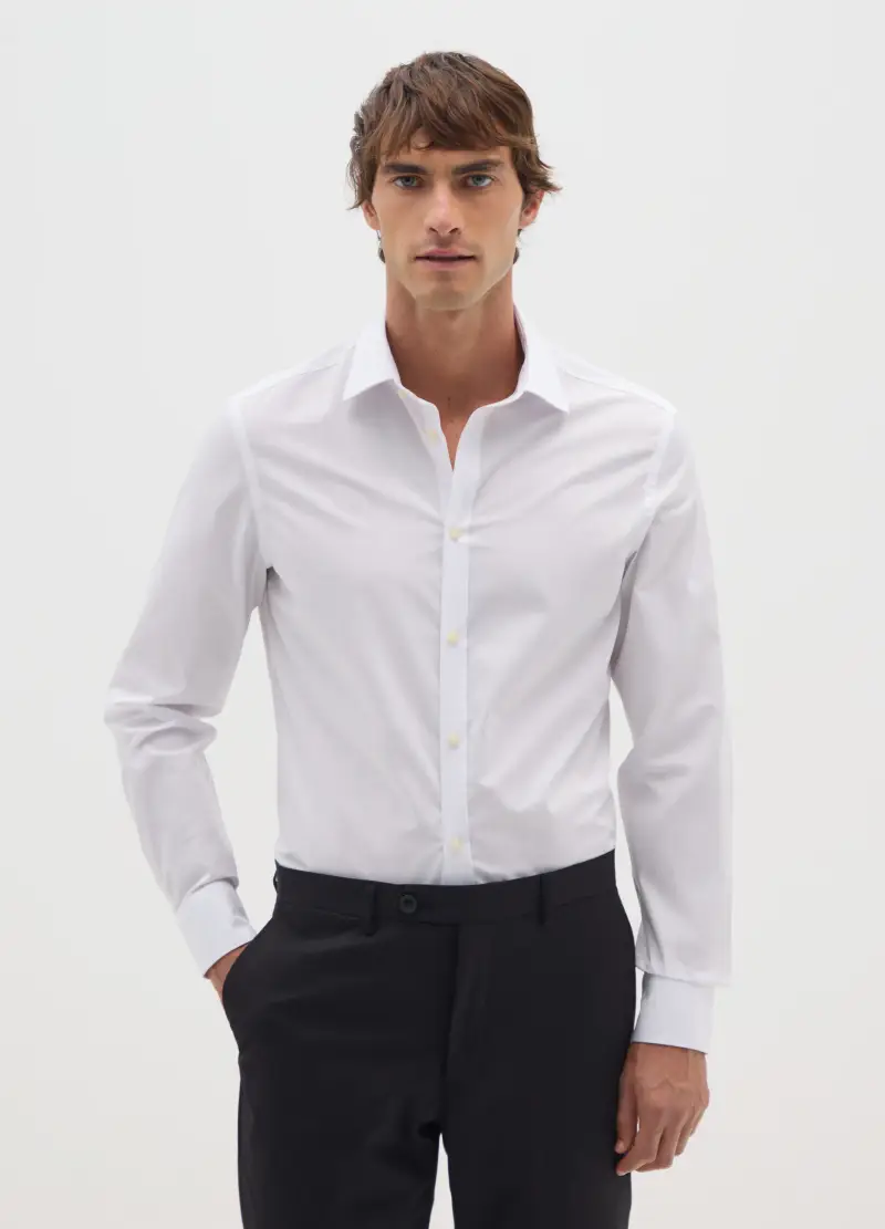 Camicia Bianca Slim Fit, Uomo, Bianco