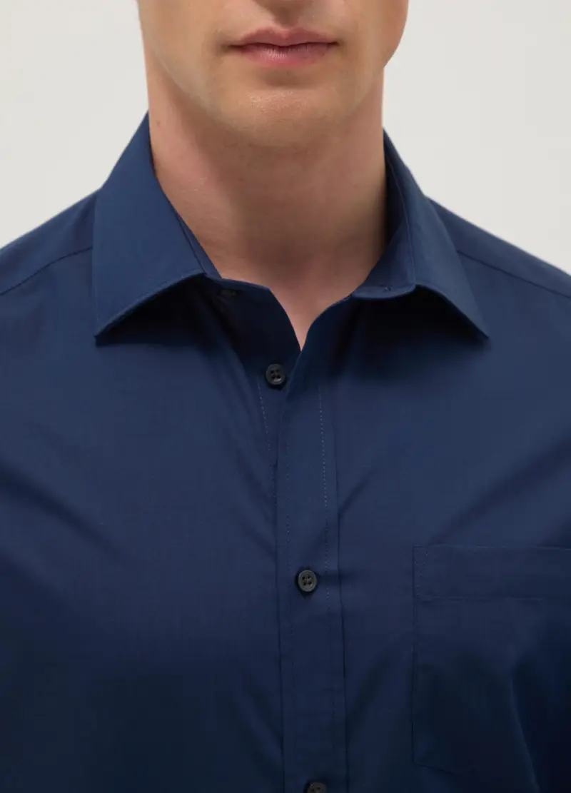 Camicia Blu Regular Fit Easy Iron Con Collo Classico, Uomo, Blu miniatura 2