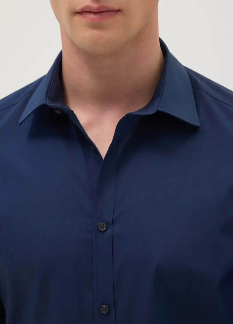 Ovs Camicia Slim Fit Blu Con Collo Classico Uomo miniatura 2