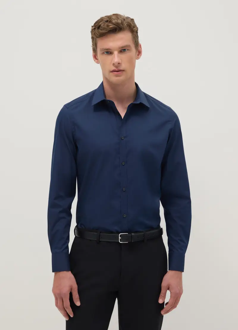 Ovs Camicia Slim Fit Blu Con Collo Classico Uomo