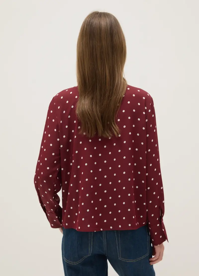 Camicia Bordeaux A Pois In Crepe, Donna, Rosso miniatura 3