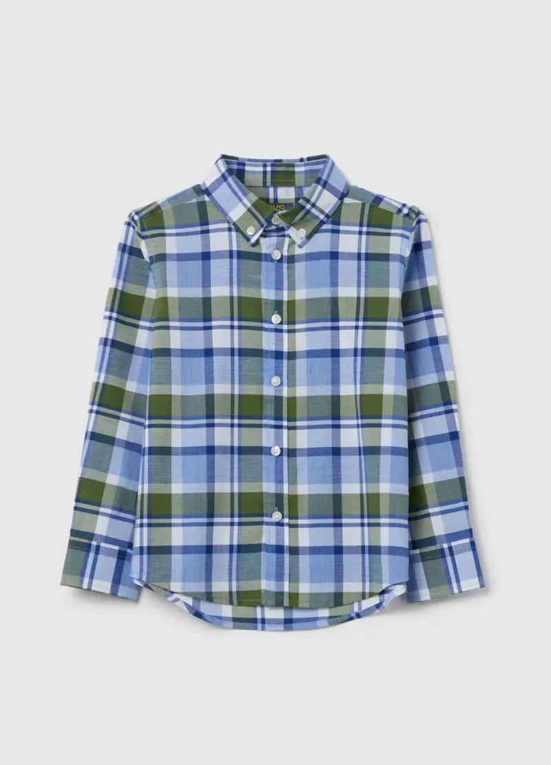 Camicia Button-down In Fantasia Check, Bambino, Multicolor