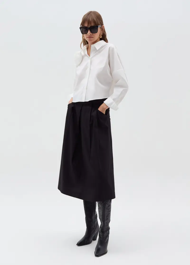 Camicia Crop Con Applicazione Fiore, Donna, Bianco miniatura 2