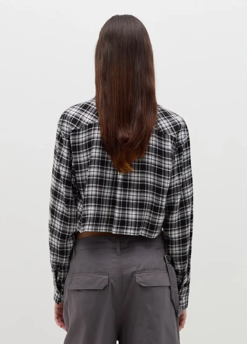 Camicia Crop In Flanella Check, Donna, Multicolor miniatura 3