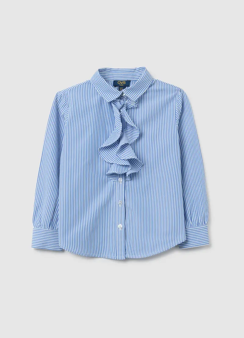 OVS, Camicia Da Bambina In Misto Cotone Multicolor Regular Fit Con Volant, Multicolor, Taglia: 3-4
