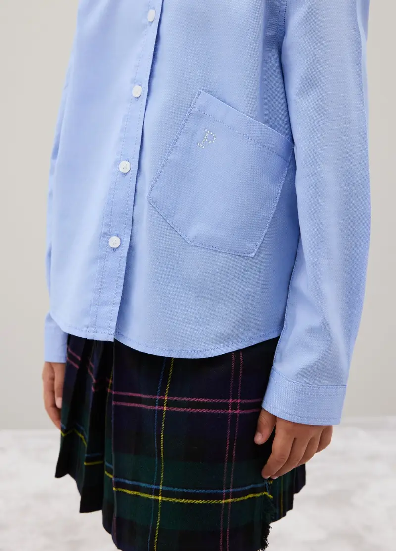 OVS, Camicia Da Bambina In Puro Cotone Azzurra Regular Fit, Azzurro, Taglia: 6 miniatura 2