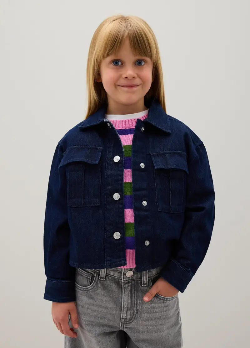 OVS, Camicia Da Bambina In Puro Cotone Blu Oversize, Blu, Taglia: 6