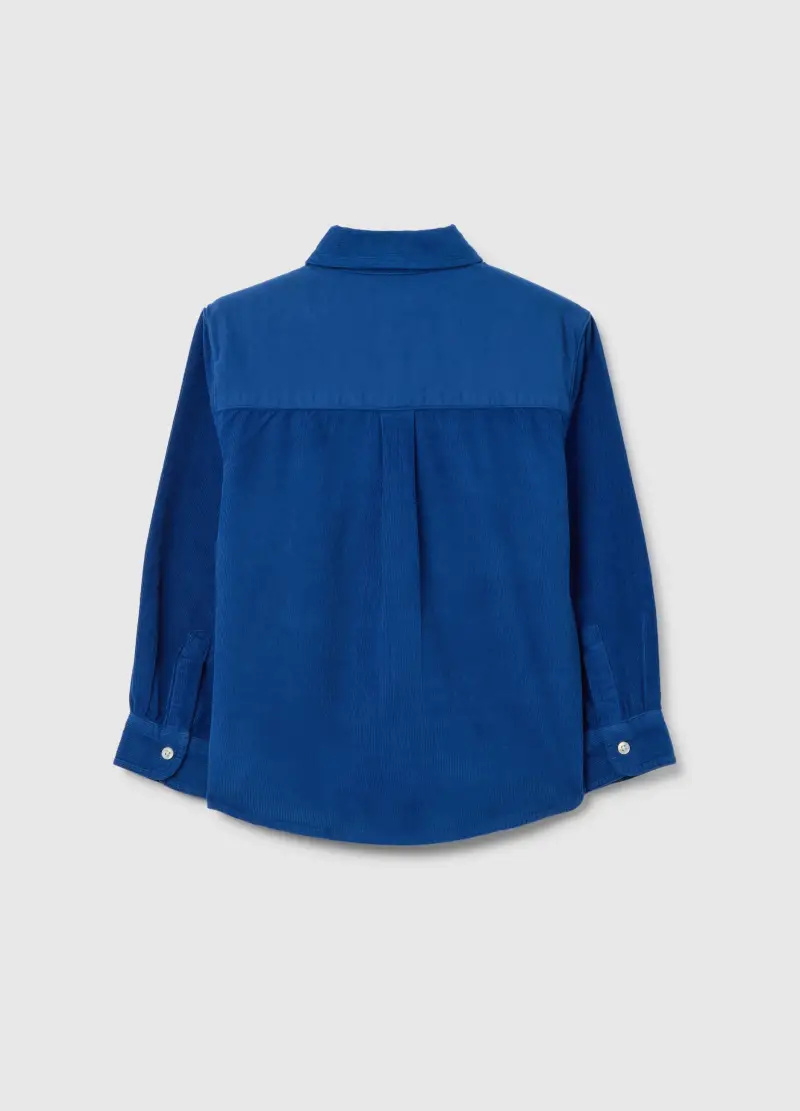 Camicia Da Bambino In Puro Cotone Blu Vestibilità Oversize, Blu miniatura 2