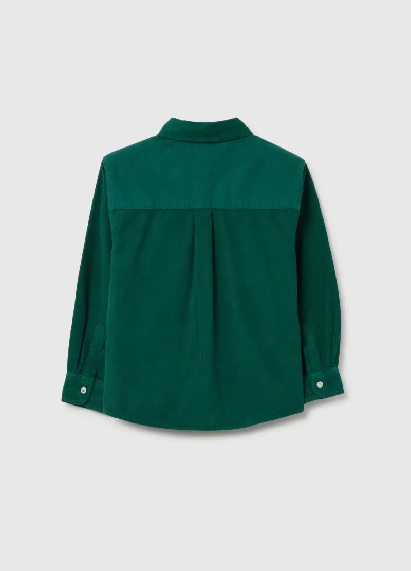 Camicia Da Bambino In Puro Cotone Verde Vestibilità Oversize, Verde miniatura 2