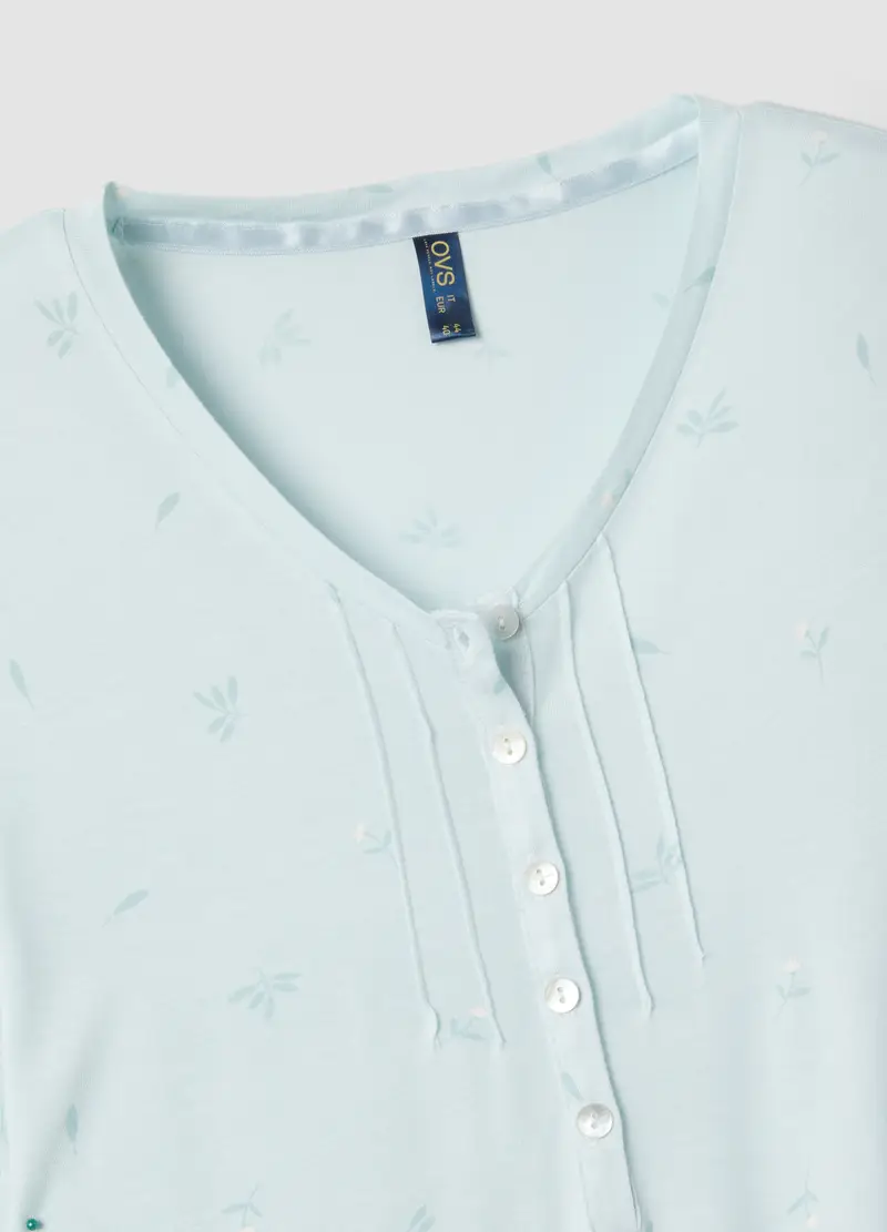 Camicia Da Notte In Pura Viscosa Azzurra Regular Fit, Donna, Azzurro miniatura 2