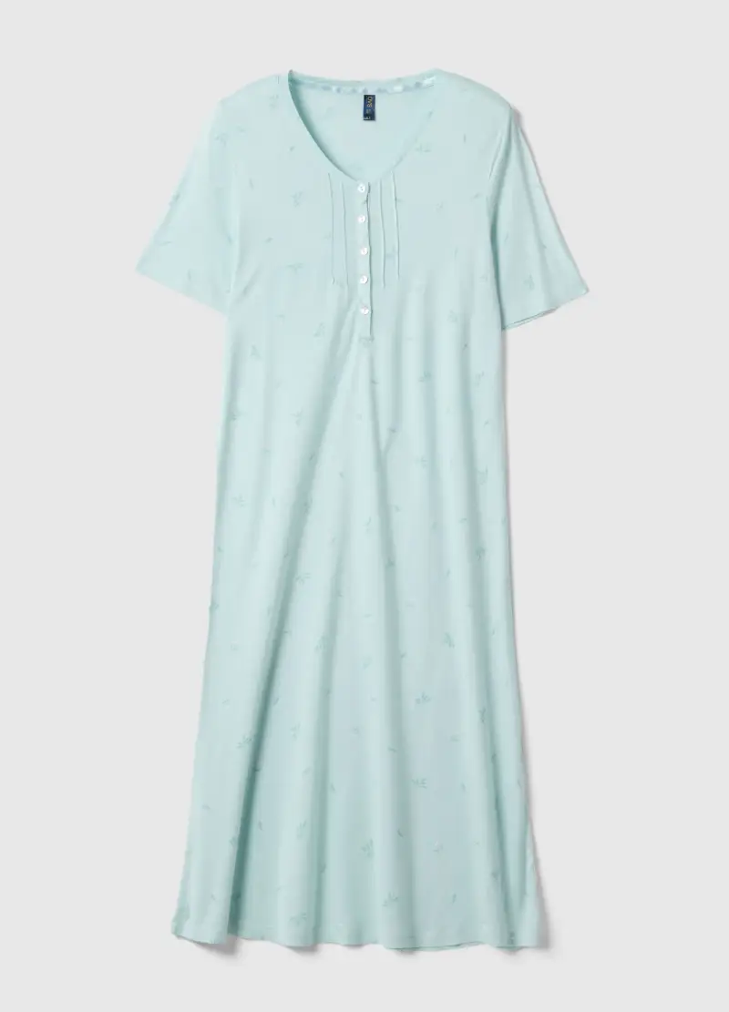 Camicia Da Notte In Pura Viscosa Azzurra Regular Fit, Donna, Azzurro