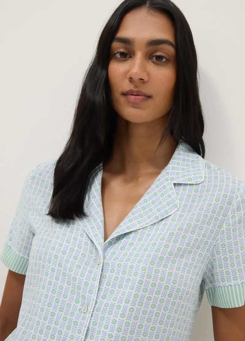 Camicia Da Pigiama In Pura Viscosa Multicolor Regular Fit Con Fantasia, Donna, Multicolor