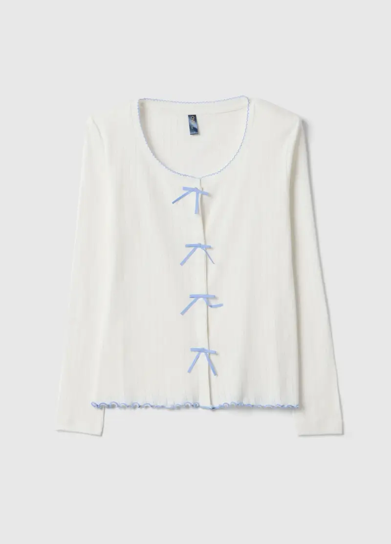 Camicia Da Pigiama In Puro Cotone Bianca Regular Fit Con Ricami, Donna, Bianco