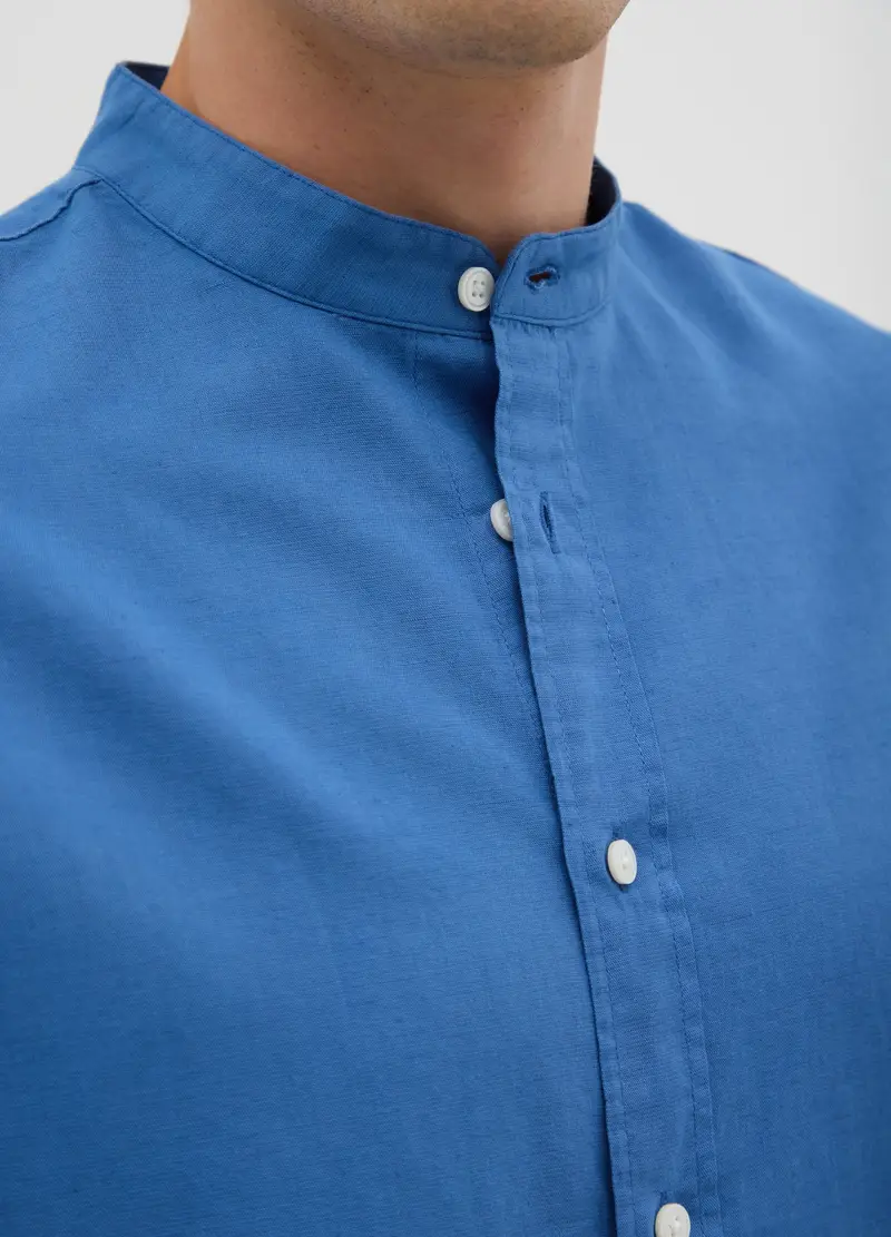 Camicia Da Uomo In Misto Cotone Blu Regular Fit, Blu miniatura 3