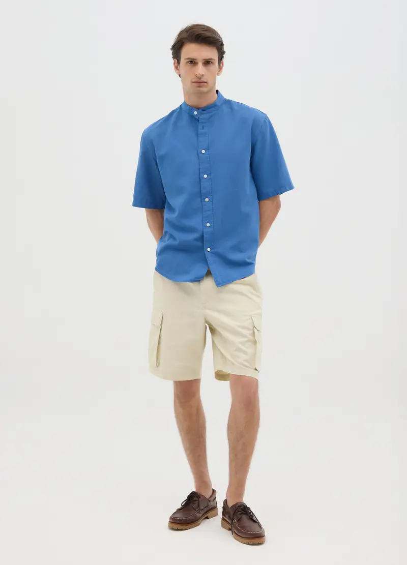 OVS, Camicia Da Uomo In Misto Cotone Blu Regular Fit, Blu, Taglia: S