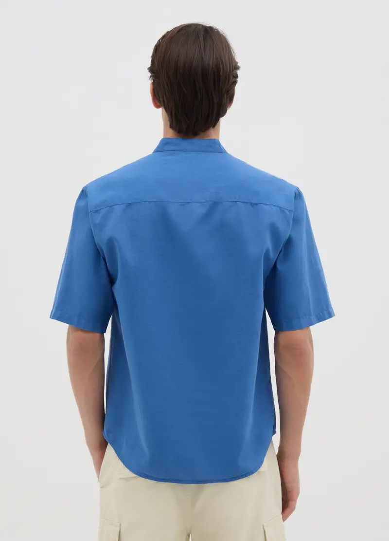 OVS, Camicia Da Uomo In Misto Cotone Blu Regular Fit, Blu, Taglia: S miniatura 3