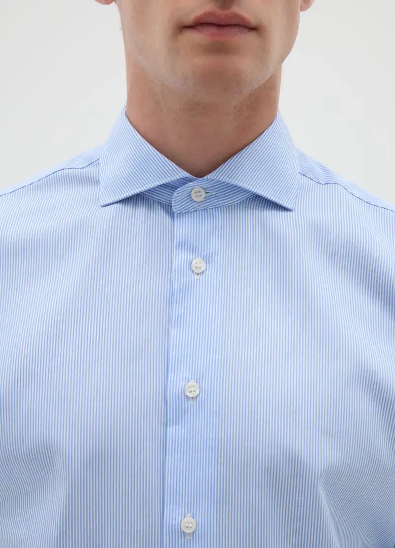 Camicia Da Uomo In Puro Cotone Azzurra Easy Iron, Azzurro miniatura 2