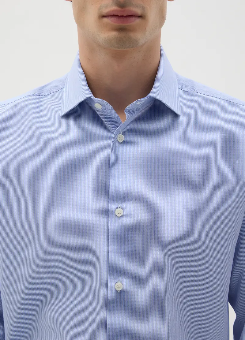 OVS, Camicia Da Uomo In Puro Cotone Azzurra Easy Iron, Azzurro, Taglia: 40 miniatura 2