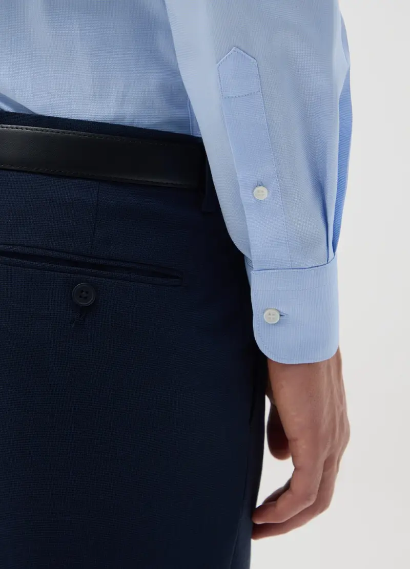 OVS, Camicia Da Uomo In Puro Cotone Azzurra Slim Fit, Azzurro, Taglia: 38 miniatura 3