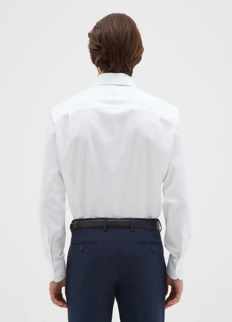 Camicia Da Uomo In Puro Cotone Bianca Regular Fit, Bianco miniatura 3